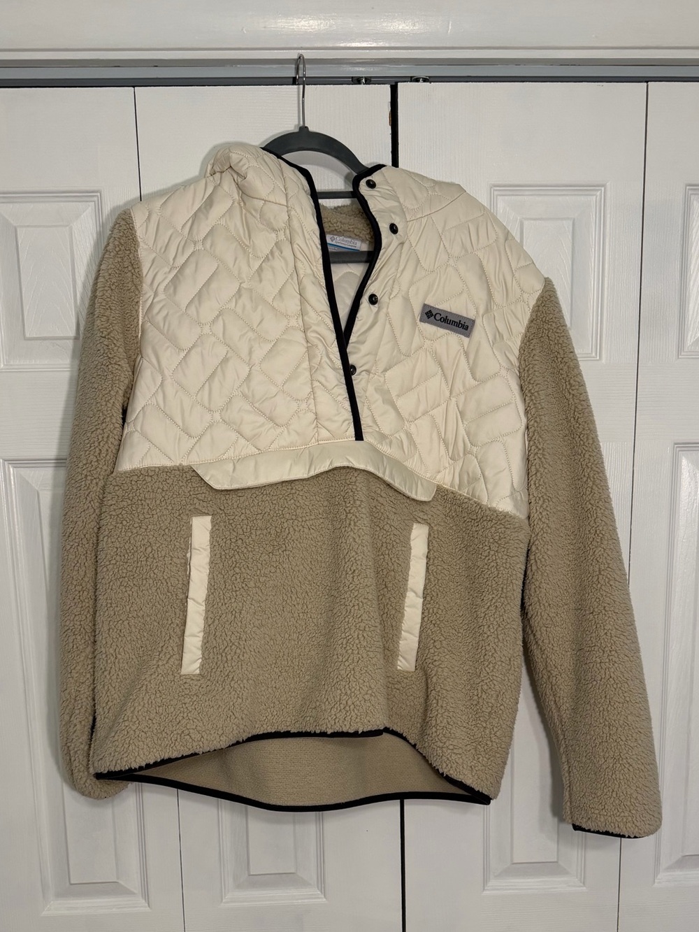Columbia Sherpa Quilted Hooded Pullover XXL Beige Cream